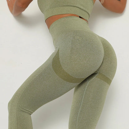 Legginsy modelujące push-up – wysoki stan, bezszwowe, fitness/joga